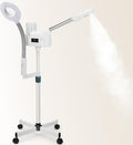 Professional Facial Steamer with 5X Magnifying Lamp, 2 in 1 Facial Steamer Upgrade PTC Heating, Esthetician Steamer Black Face Steamer for Salon Spa Beauty Skin Care (White)