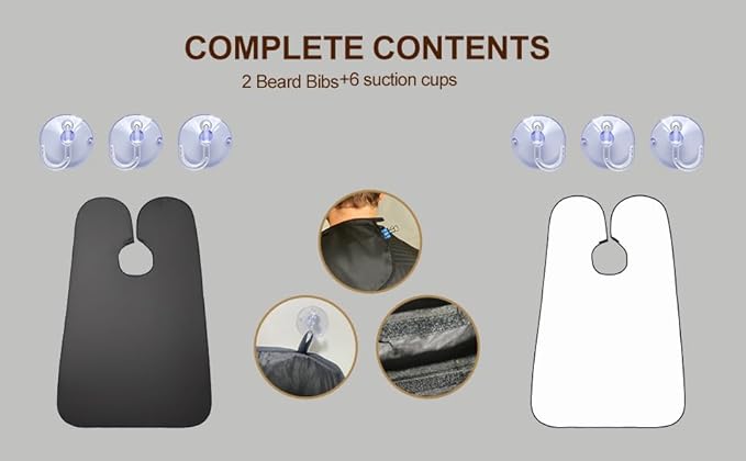Valentine’s Day Gifts for Him 2 Pack Beard Bib Apron for Men, Hair Catcher for Shaving & Trimming, Easy Clean Beard Cape with Suction Cups, Practical Grooming Gift for Husband, Dad, Boyfriend