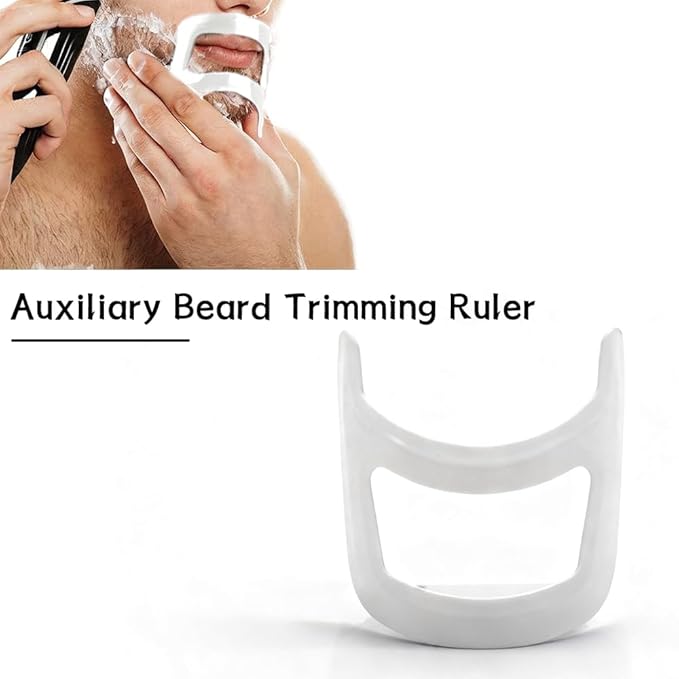 4 Pcs Men's Beard Trimming Tool Reusable Hairline Shaping Tool, Goatee Groomer Portable Plastic Template Set for Hair and Beard (White)