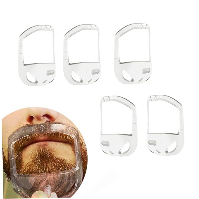 5PCS Transparent Beard Shaper Styling Tool Different Sizes Facial Hair Trimming Guide Grooming Shaper Hair Lineup Tool For Man|Beard comb