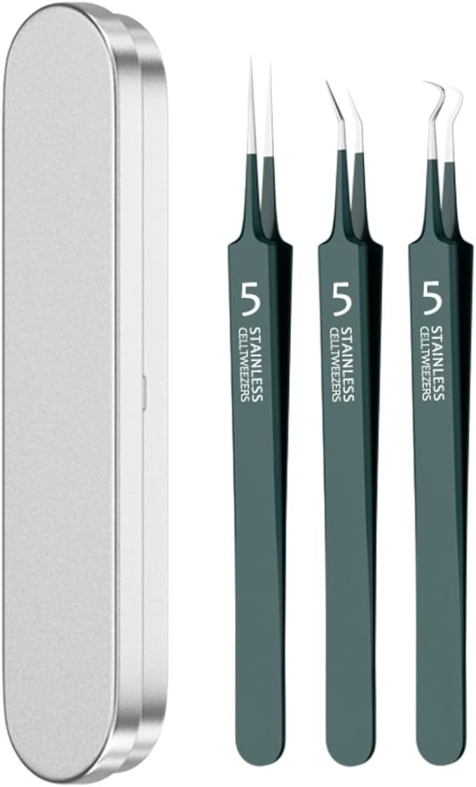 Usiveinborn Blackhead Remover Upgraded, Usiveinborn Blackhead Tweezers, Professional Upgraded Facial Blackhead Remover Tweezers, Blackhead Remover Tools Sets (A2-Green-3pcs)