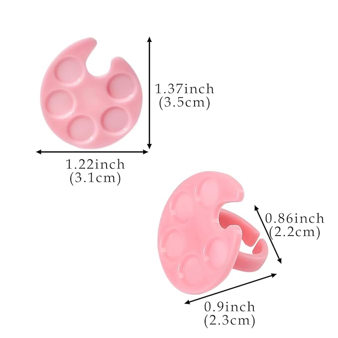 7 Pack Multicolor Mini Nail Art Palette Tools Makeup Mixing Palettes Nail Palette for Nail Art Finger Rings Metal Manicure Palette