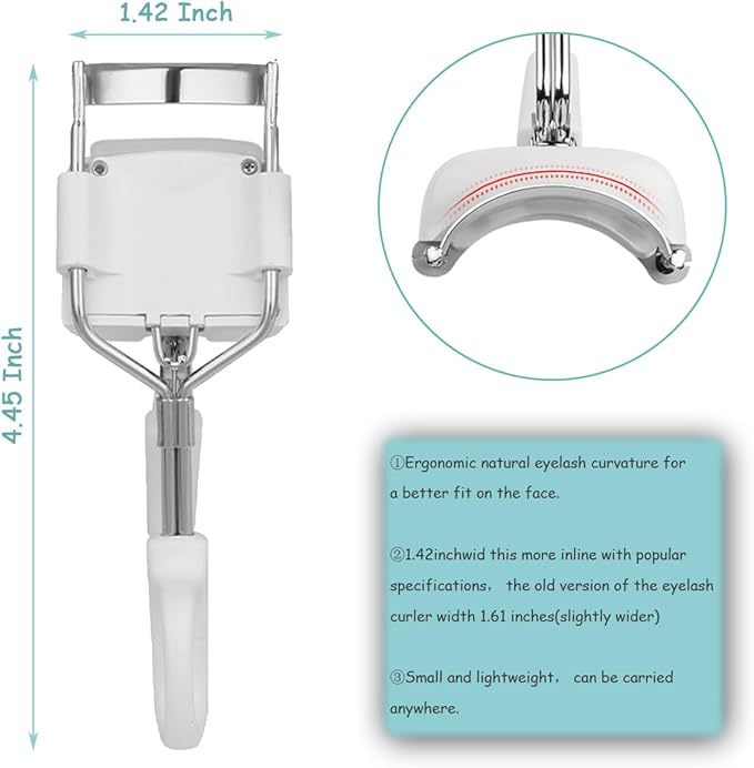 Heated Eyelash Curlers, Metal Version Heated Lash Curler 3 Heating Modes Rechargeable Electric Eyelash Curlers for Quick Natural Curling &Long Lasting(White)