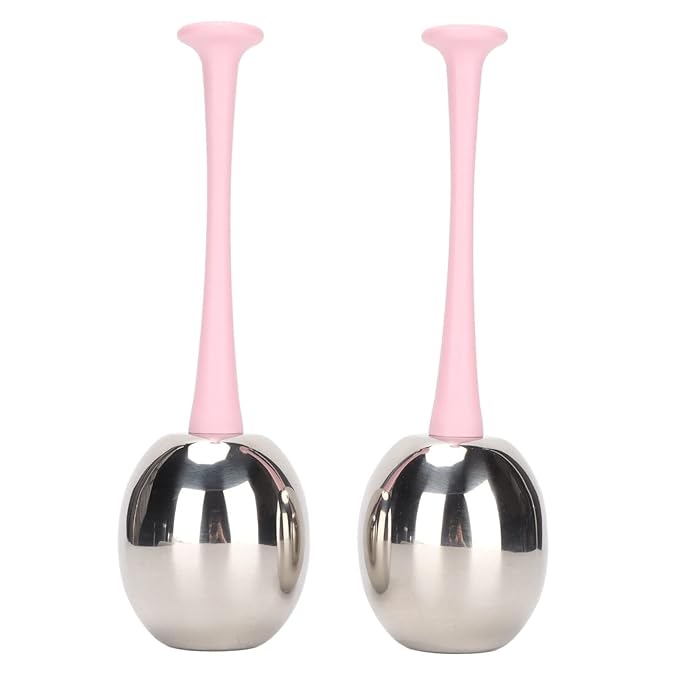2pcs Facial Ice Globes Stainless Steel Facial,Massage Reduce Puffiness Eliminate Fine Lines Ice Globes Cryo Sticks for Skin Care,Targets Dark Circles,Puffiness,Wrinkles (Pink Handle)