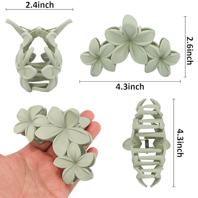 Ahoney 6PCS Flower Hair Clips for Women Strong Hold Nonslip, Big Flower Claw Clip for Thick Hair, Hawaiian Hibiscus Cute Hair Clips Beach Hair Accessories for Women Girls 10