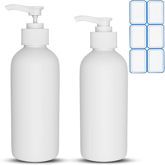 2 Pack 10 Oz (300ml) Pump Bottles Dispenser for Massage Oil, Liquid Soap with Labels