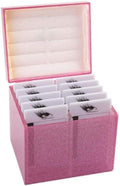 10 Layers Acrylic Eyelash Storage Box,Eyelash Holder Extension Tool,Makeup Organizer False Eyelashes Glue Pallet Holder, Grafting Eye lashes Close-Packed Display with 10 Pallets (pink)