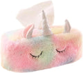 Colorful Unicorn Tissue Box Cover, Cute Plush Tissue Box Holder Decorative Facial Tissue Holder Napkin Holder for Home, Office, Nursery and Car (Rectangle)