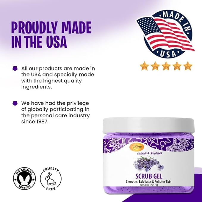 SPA REDI – Exfoliating Scrub Pumice Gel, Lavender and Wildflower, 16 Oz - Manicure, Pedicure and Body Exfoliator Infused with Hyaluronic Acid, Amino Acids, Panthenol and Comfrey Extract