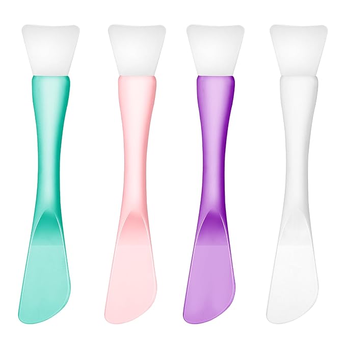 4PCS Face Mask Applicator, Silicone Face Mask Brush Applicator Reusable Double-Ended Mask Brush Facial Mask Brush Washable Face Mask Spatula Beauty Tools for Apply Cream Lotion Mud Clay Gel Foundation