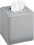 mDesign Metal Square Tissue Box Cover, Modern Facial Paper Holder - Accessories for Bathroom Vanity Countertop, Bedroom Dresser, Night Stand, Desk, Office and End Table - Unity Collection - Gray