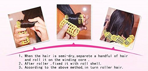 Kamay's X-Large Hair Rollers Comb Curlers Clips Styling Rollers Hair Curls Wave Style Hairdressing Curlers Tools (Plastic Styling 30mm 1 1/8"' 8PCS Random Clolor)