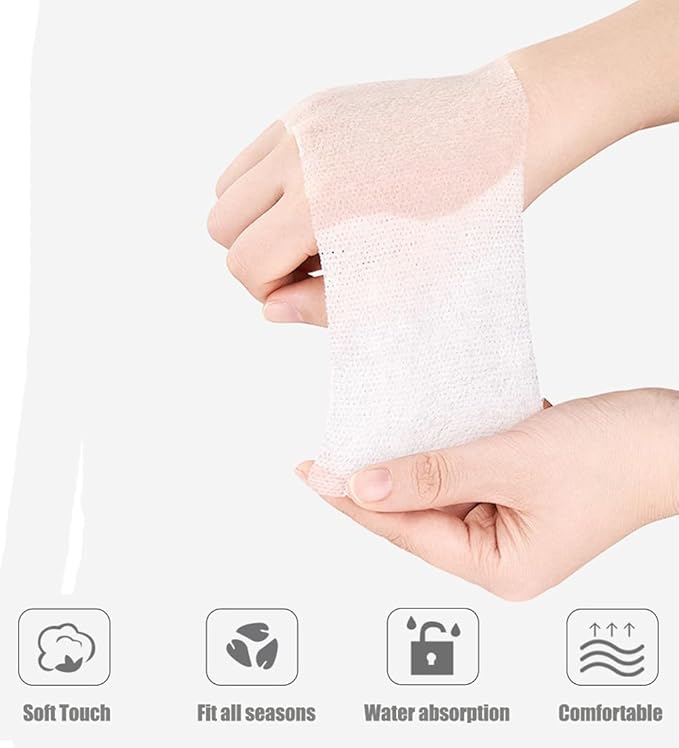 200PCS Makeup Wet Cotton Pads for Face Stretchable Wet Compress Cosmetic Cotton Pads with Hole Tear Mask Paper Towel Makeup Remover Cotton Sheets Moisturizing Facial Makeup Pads