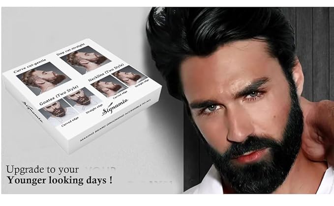 SIGNAMIO® All In One Multipurpose Clear Shaper - Beard Shaper Kit - Premium Shaping Tool - 100% Clear | Many Styles - The Ultimate Beard/Hair Lineup - Pack-1