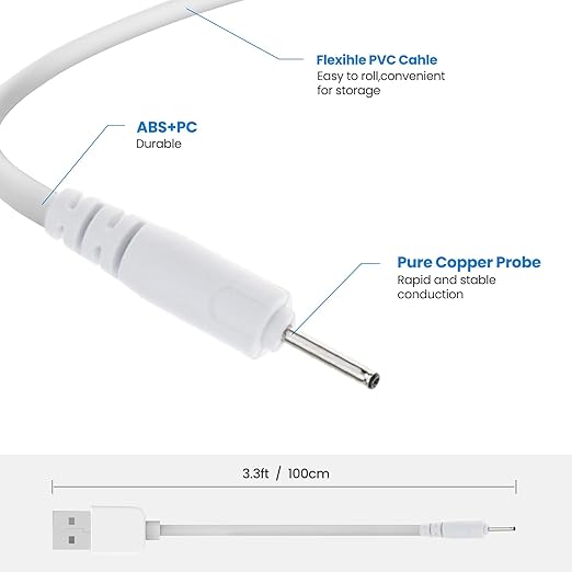 Chofit Intended for COSLUS FBS02/FBS01 Facial Cleansing Brush Charging Cable Protable Replacement USB Charger Cable Compatible with COSLUS IPX7 Charger (White,1PACK)
