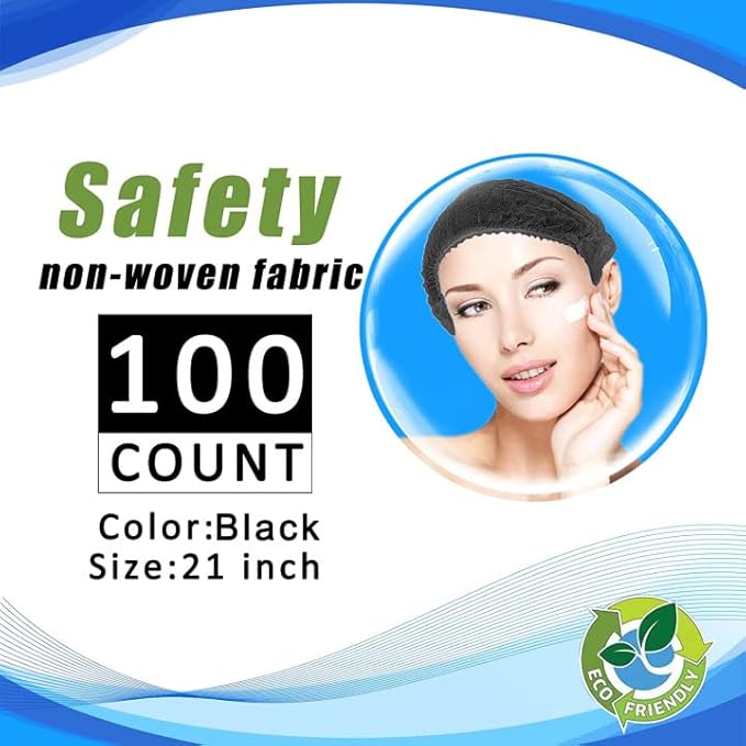 Disposable Bouffant Caps, 21inches Hair Net, Elastic Dust Cap for Food Service, Sleeping Head Cover