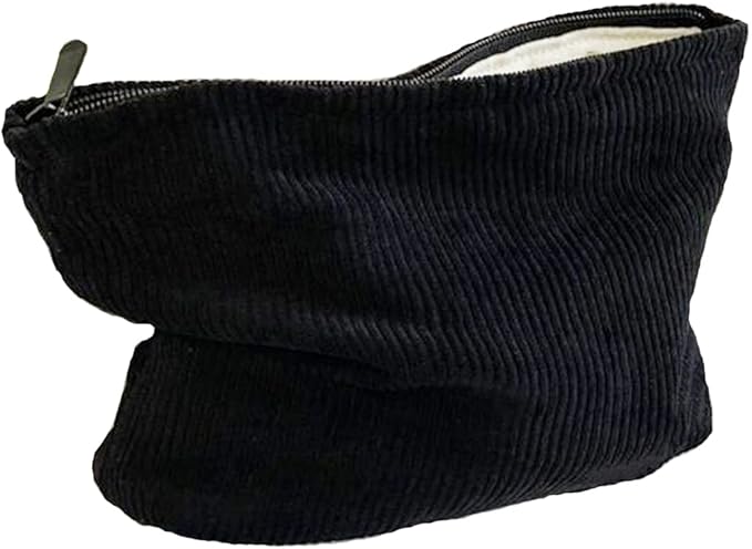 SxoSyo Cosmetic Bags for Women Makeup Bag Large Capacity Purse Travel Toiletries Zipper Storage Pouch Make up Brushes Organizer for Gifts (Corduroy, Black)