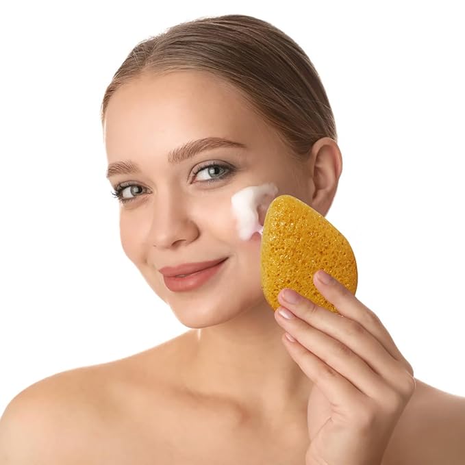 Natural Konjac Facial Sponge - 4 Pack lyfLux Gentle Facial Sponge for All Skin Types, Soft Face Scrubber for Daily Use