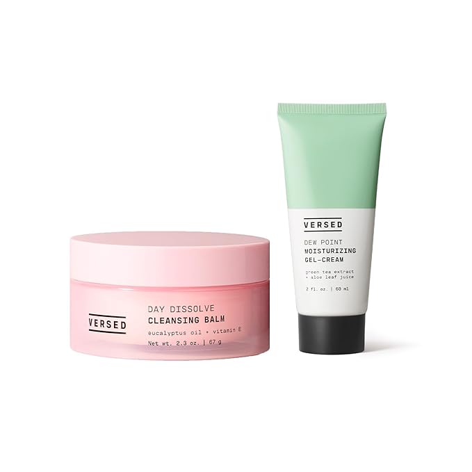 Versed Everyday Clean Routine Travel Essentials 3-Piece Skincare Set - Dew Point Gel Cream (2 fl oz), Good Hair Day Black Headband & Day Dissolve Cleansing Balm (2.3 oz) - Non-Toxic + Vegan