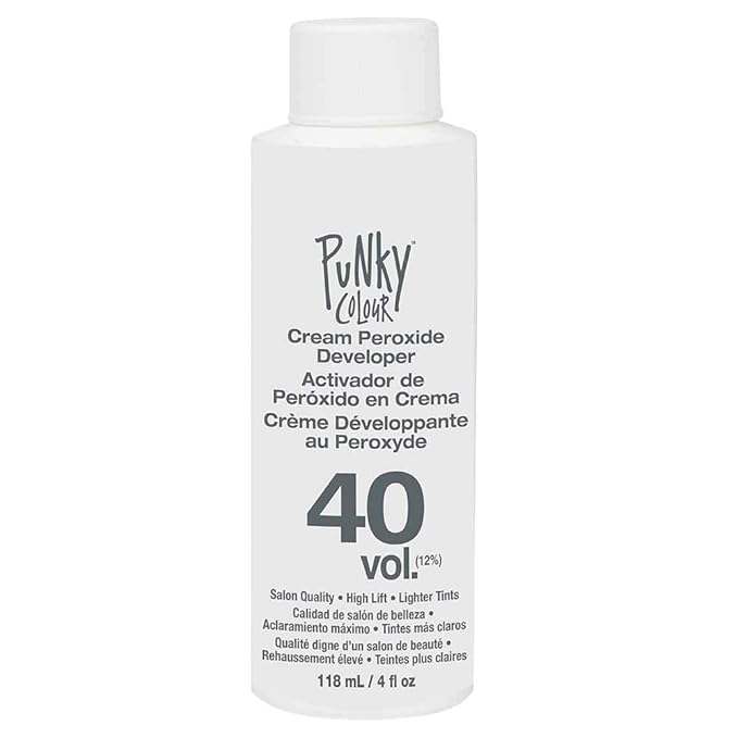 Punky Cream Peroxide Hair Dye Developer 40 Volume – Hair Bleach Developer for Medium to High Lift, 118ml