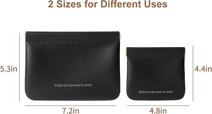 2 Pack Small Makeup Bag for Women, New Organosilicon Super Fiber PU Leather Mini Cosmetic Bag for Travel, Coin Purse Organizer Storage Pouch (Printed with Phrase, Black)