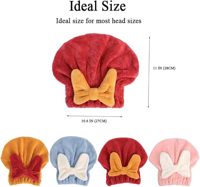 Microfiber Hair Towel Wrap for Women, 2Pcs Hair Towel Cap.Soft Absorbent Turban Hair Towel for Long and Wet Hair(Orange & Red)