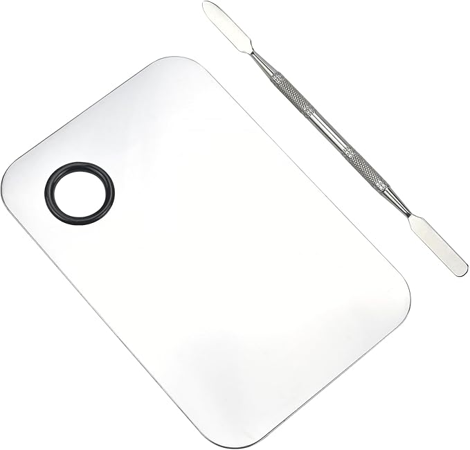 Makeup Mixing Palette, Stainless Steel Makeup Palette, Cosmetic Palette with Spatula Tool for Nail Art Eye Shadow Eyelash Makeup (Large)