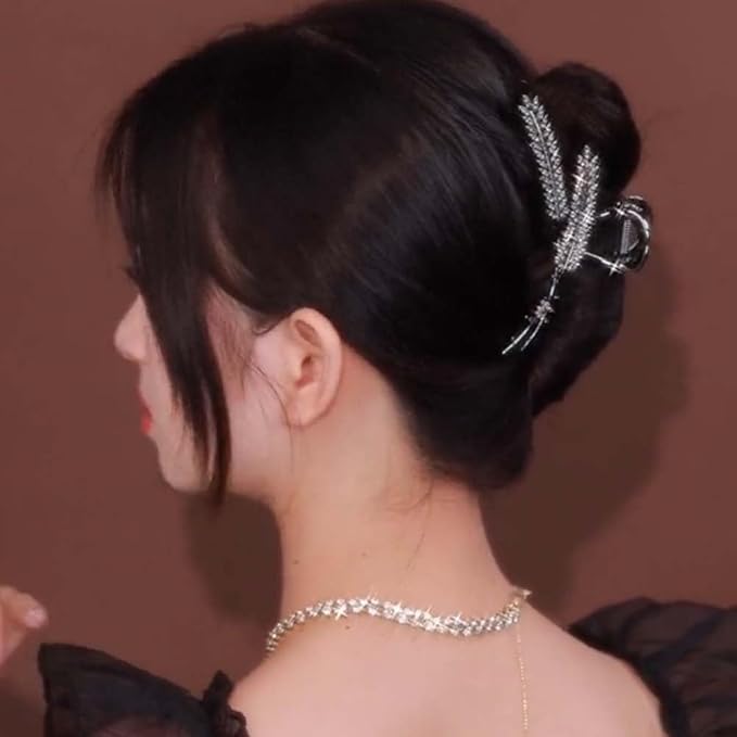 Ear of Wheat Hair Clips， 2 Pcs Rhinestone Hair Clips For Women，Crystal Hair Catch Barrette Metal Jaw Clamp For Girls，Fancy Rhinestone Claw Fashion Hair Accessories For Lady'S Gift
