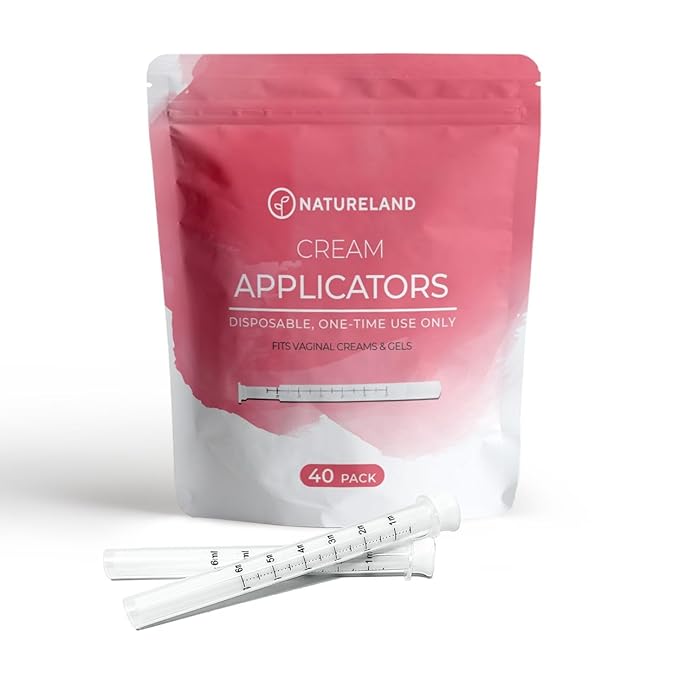 Natureland Personal Applicators for Gels and Creams, Individually Wrapped Disposable Applicators with Smooth Comfort Tip, Daily Intimate Wellness Tool [40 Pack]
