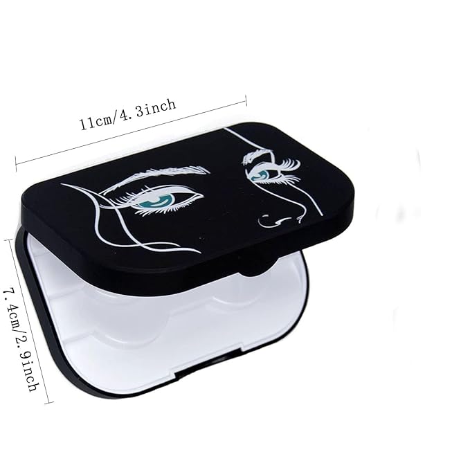 False Eyelash Storage Case with Mirror Lash Organizer Holder Box Empty Makeup Cosmetic Travel Case and 3 Pari Strip Lash Container (Black)