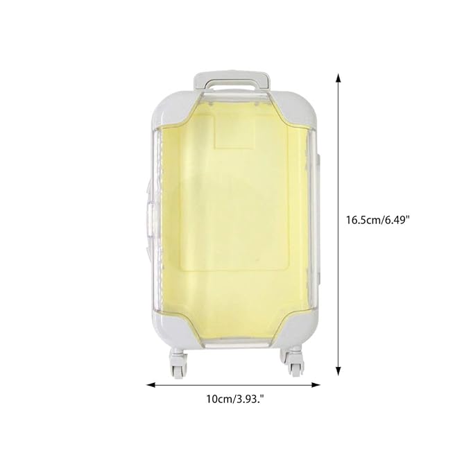 False Eyelash Storage Box, Portable Travel Organizer Mini Luggage False Eyelash Tray Makeup Tool (PALE YELLOW)