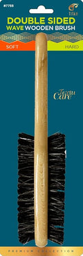 Titan Double Sided Hair Brush Two Sided Wooden Club Wave Brush with Soft and Hard Bristles for Men, 360 Waves and Beard Grooming, Natural Wood Handle