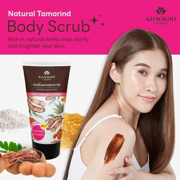KKT 100% Natural Body Scrub Tamarind Enriched with natural AHAs Blend with Aloe Vera, Turmeric, Honey, Milk, Sea salt scrub Deep Exfoliate, Healing Skin, Body Polish, Invigorating Scrub 175g (6.17Oz)