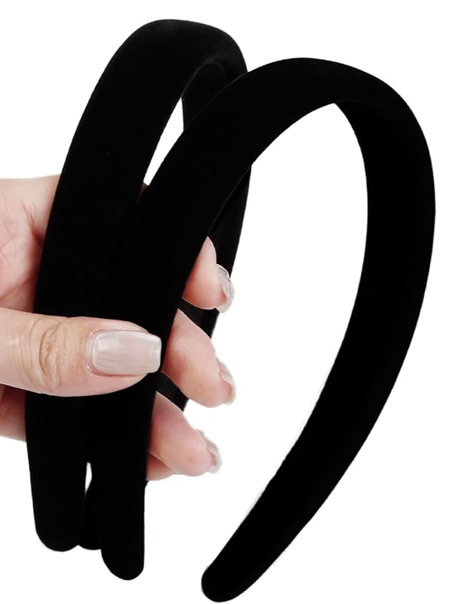 Huachi Headbands for Women Non Slip Trendy Headbands for Women’s Hair, Cute Headband for Girls, Black Velvet Head Bands Elastic Hair Bands for Womens Fashion Accessories for Women