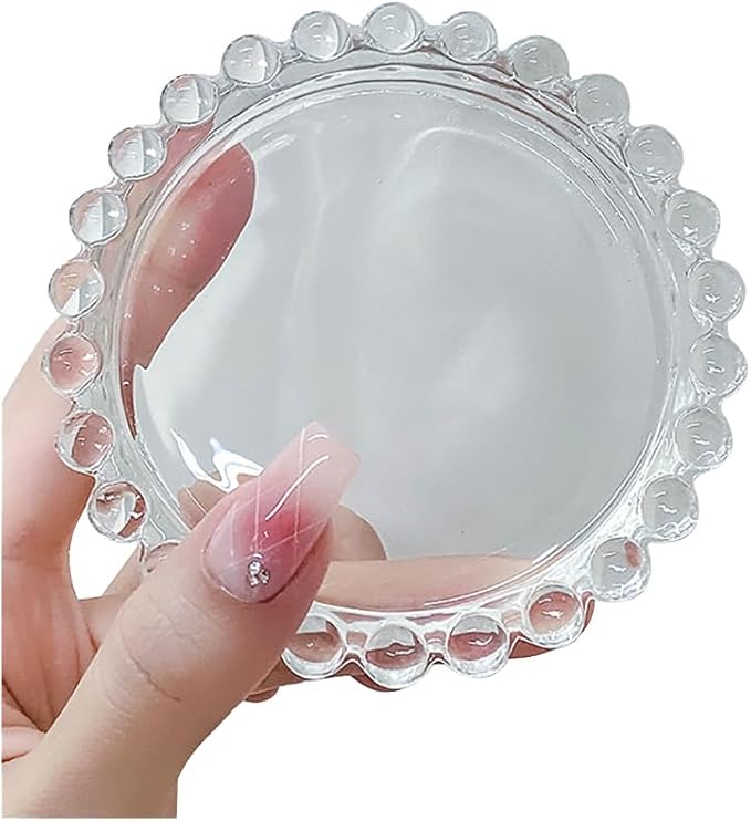 GSHLLO 2 Pcs Clear Glass Nail Polish Palette Nail Art Plate Nail Color Mixing Tray Nail Painting Display Board Cosmetic Makeup Mixer Palette