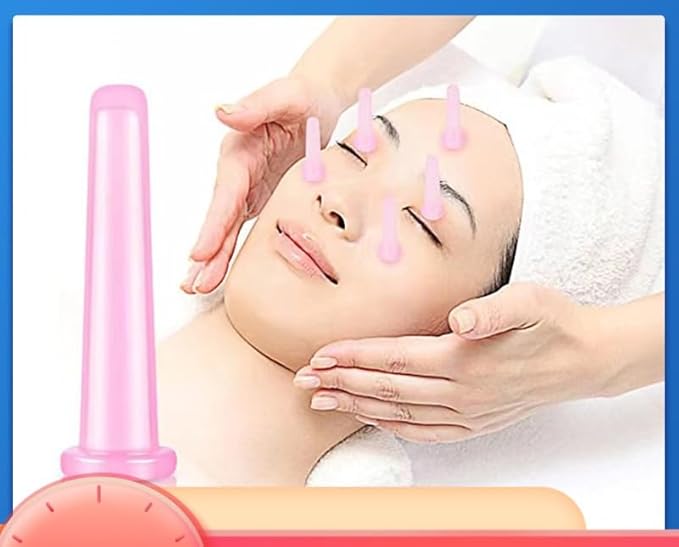 BWESOO 4Pcs Massage Cupping Set Silicone Mini Facial Cups Face Massager Helper Skin Care Neck Back Eyes Massaging Cup Safe to Use, Don't Worry About Burns Health Care Products (Blue)