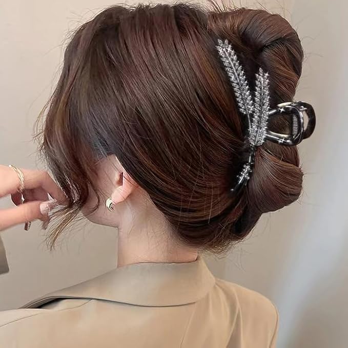Ear of Wheat Hair Clips， 2 Pcs Rhinestone Hair Clips For Women，Crystal Hair Catch Barrette Metal Jaw Clamp For Girls，Fancy Rhinestone Claw Fashion Hair Accessories For Lady'S Gift