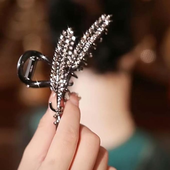 Ear of Wheat Hair Clips， 2 Pcs Rhinestone Hair Clips For Women，Crystal Hair Catch Barrette Metal Jaw Clamp For Girls，Fancy Rhinestone Claw Fashion Hair Accessories For Lady'S Gift