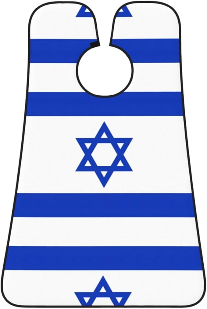 Israeli Flag Print Beard Bib Apron For Men, Beard Hair Catcher For Men Shaving Trimming,Beard Cape Cloth