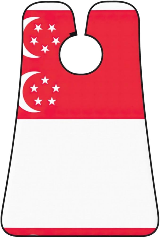 Singapore Flag Print Beard Bib Apron For Men, Beard Hair Catcher For Men Shaving Trimming,Beard Cape Cloth
