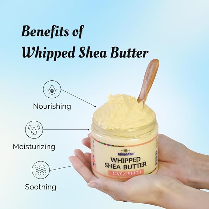 AKWAABA Whipped Shea Butter (Baby Powder) – Nourishes & Moisturizes | Made with Shea Butter | No Dyes & Parabens | 12 oz / 340 g
