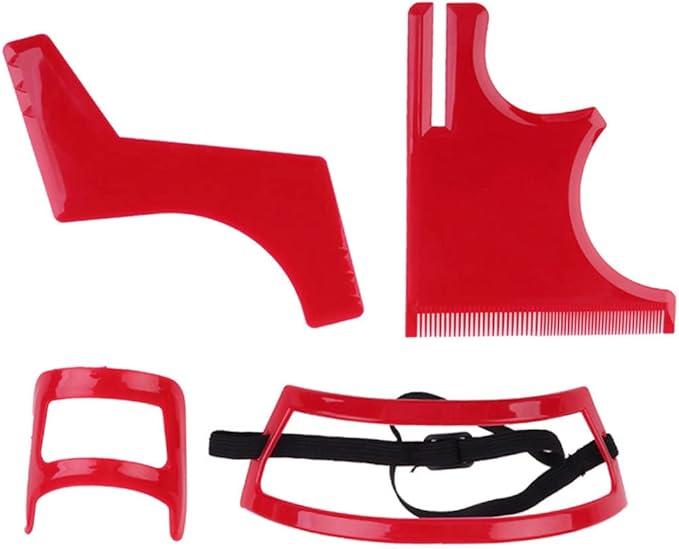 Beard Shaping Tool Kit Neckline Shaving Template Guide Set Red