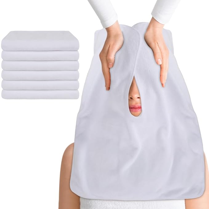 SINLAND Microfiber Esthetician Towels for Facials Mask Removing Face Wrap Soft Facial Cloth with Split Design Spa Towels for Facial Steam Massage and Cleansing