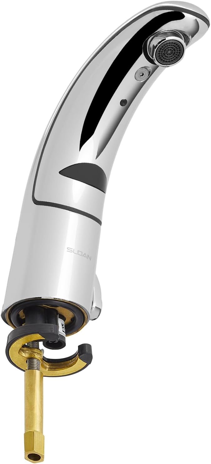 Sloan Optima EAF-150 Sensor Activated Touch-Free Faucet, Commercial Grade with Mounting Hardware - 1.5 GPM Battery-Powered Deck-Mounted Mid Body, Polished Chrome Finish, 3335001