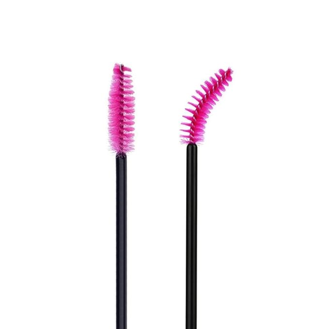 G2PLUS 100PCS Disposable Eyelash Brushes, Rose Mascara Wands Applicator Makeup Kits, Eyelash Spoolies Brushes for Eyelash Extensions and Eyebrows
