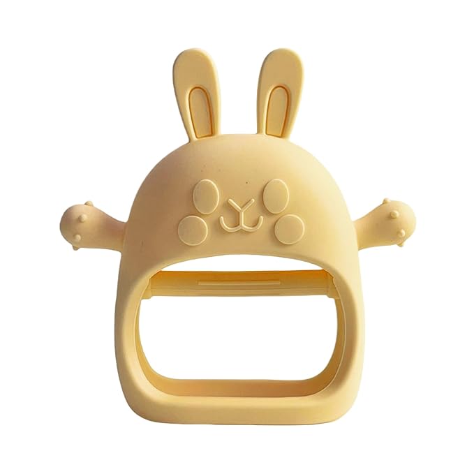 Children Teething Toy, Soft Flexible Texture, 12x12x4.5cm, Gum Massager, Care Accessories, Adorable Bunny Design, Ideal for 6-12 Months Boy Girl