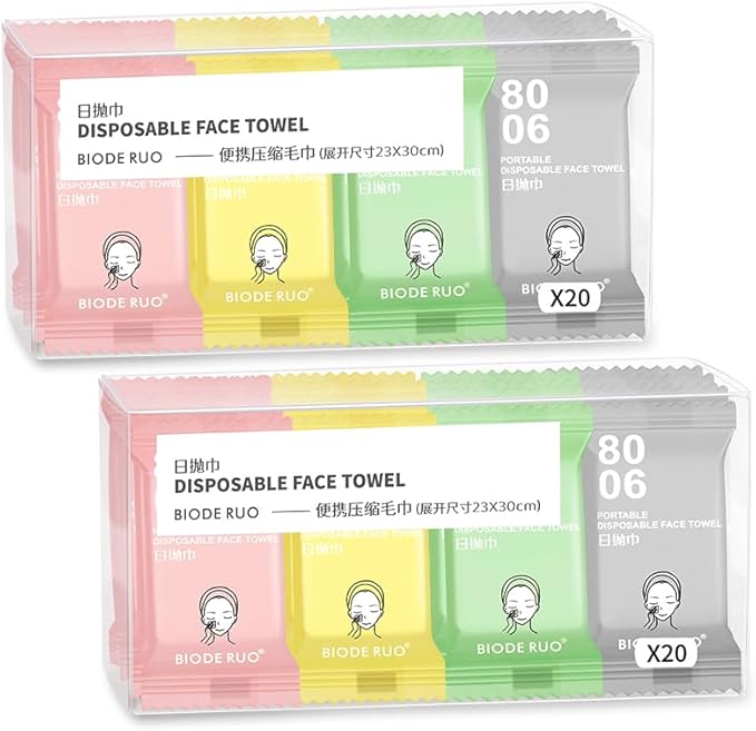 40 Pcs Compressed Disposable Face Towel Tablets, HOMIOVE Big Compress Compact Towel Tablets Expandable Disposable Washcloths, Reusable Magic Towels Expands in Water Wash Cloths Wipes for Beauty