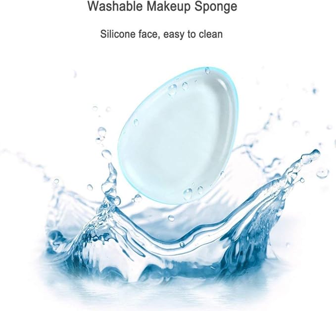 Washable Silicone Sponge Jelly Applicator for Cream Gel Foundation - Face Silisponge Cosmetic Beauty Makeup Tools Blender White 4PCS
