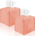 2 Pack, VIVIDLY Tissue Box Cover Holder, Square Modern PU Leather Tissue Box Holder, Can be Used for Bathroom Dressing Table, Bedside Table, Office Desk & Car 5"X5"X5"- (2, Rose Gold)