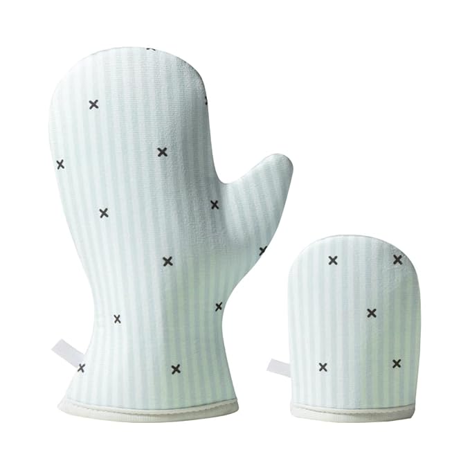 Lotion Applicator & Self Tanning Mitt - Short-Pile, Reusable, Durable, No Absorption, Anti-Sliding Glove for Even, Waste-Free Application of Lotions, Oils & Creams (Blue White Set)